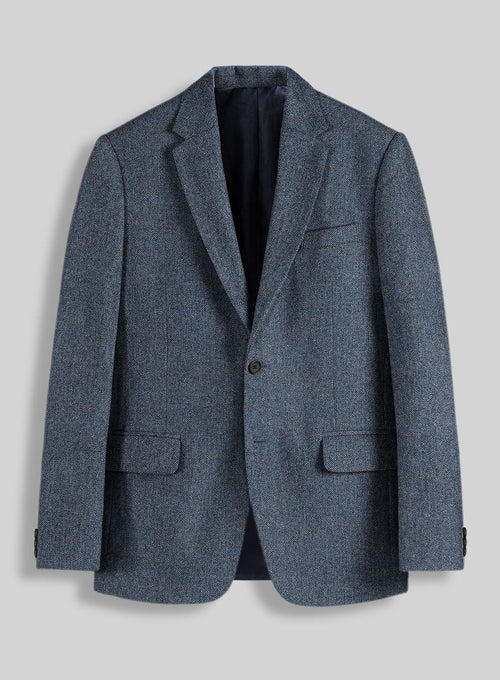 Mens Heritage Blue Herringbone Jacket – Timeless Tweed Sport Coat