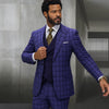 Statement ITALY Suit - Super 150's Wool Suit Statement Men's 3 Piece Modern Fit 100% Wool Suit - Plaid with Solid Vest