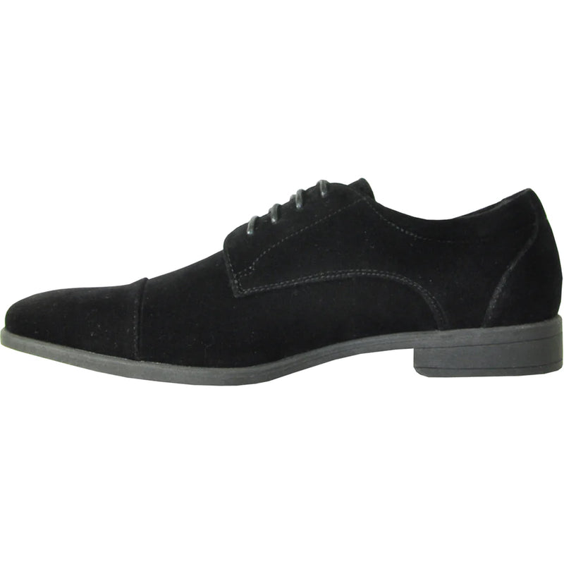 Bravo Mens Formal Suede Style Wedding & Prom Cap Toe Dress Shoe in Black