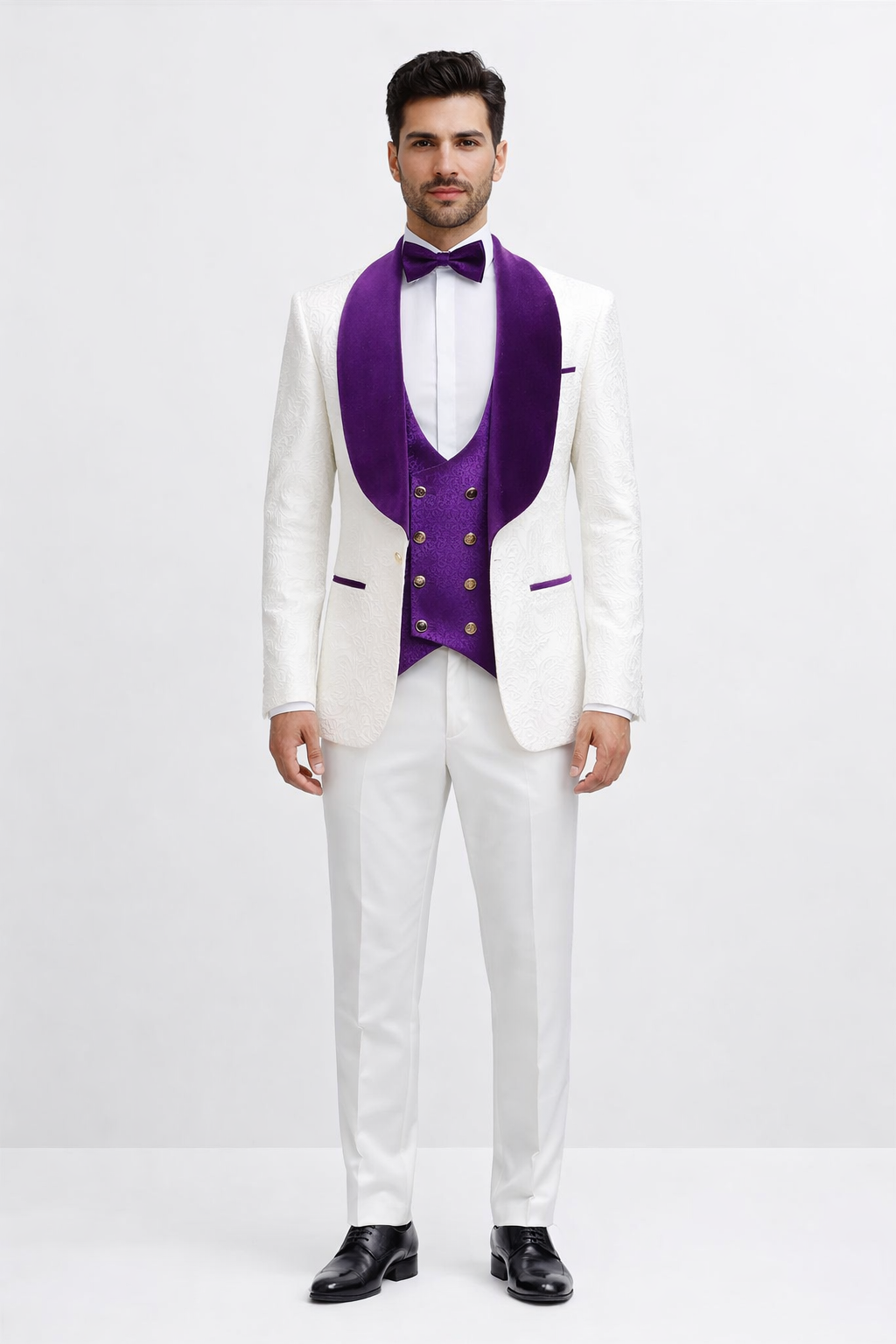 Wedding Tuxedos For Men in Purple Classic Wedding Tuxedo Style For Guys - Two Toned Lapel