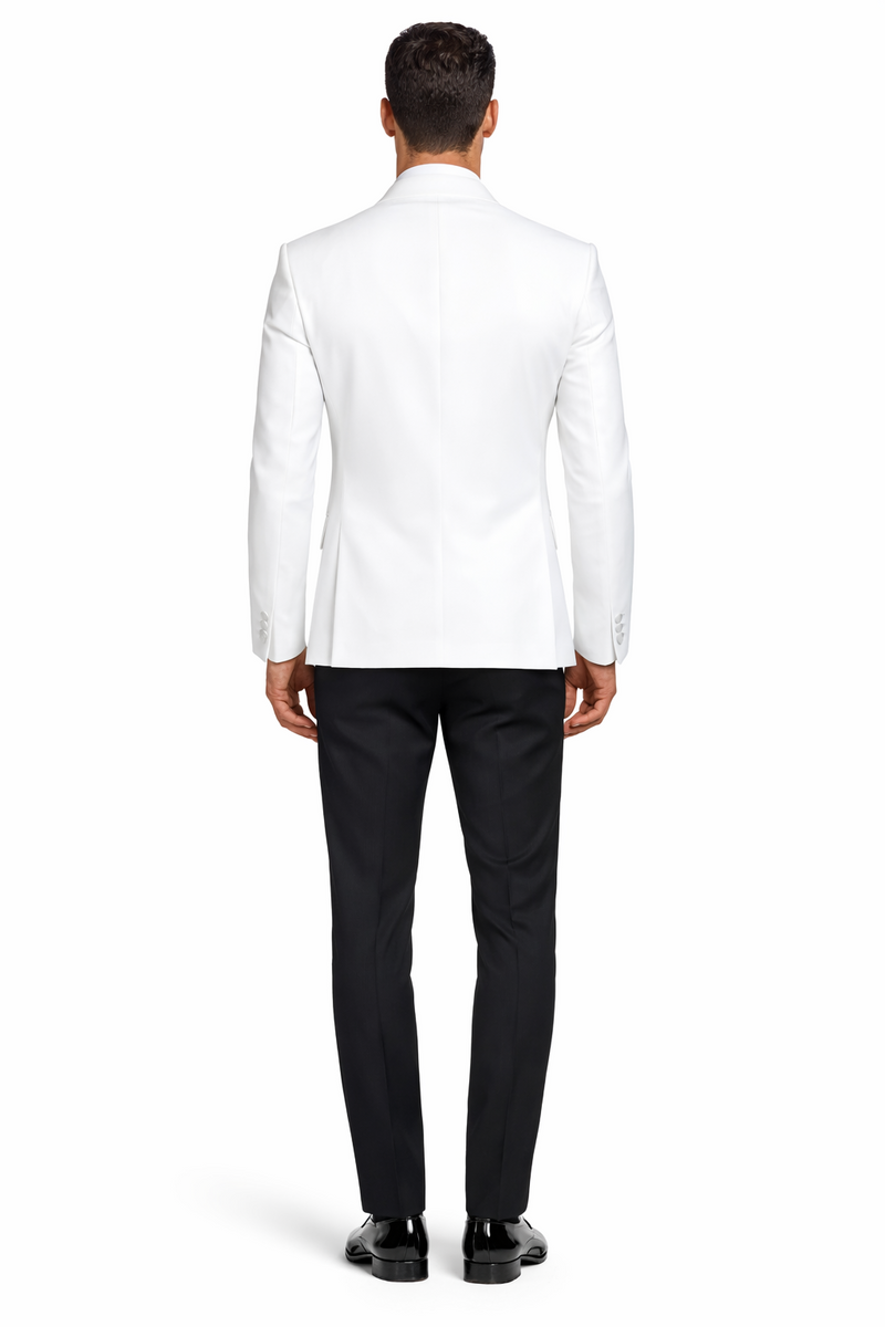 Wedding Tuxedos For Men in White Classic Wedding Tuxedo Style For Guys - Two Toned Lapel
