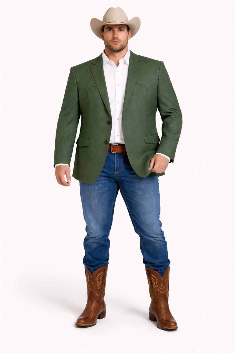 Western Blazer - Saco Para Hombre - Mens Double Button Western Green Blazer