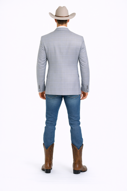 Western Blazer - Saco Para Hombre - Mens Double Button Western Grey Blazer