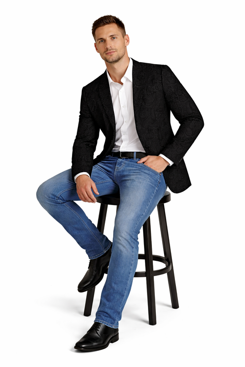Western Blazer - Saco Vaquero Para Hombre - Paisley Blazer in Black