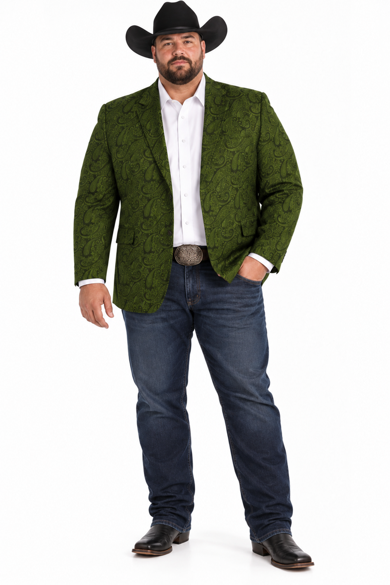 Western Blazer - Saco Vaquero Para Hombre - Paisley Blazer in Olive