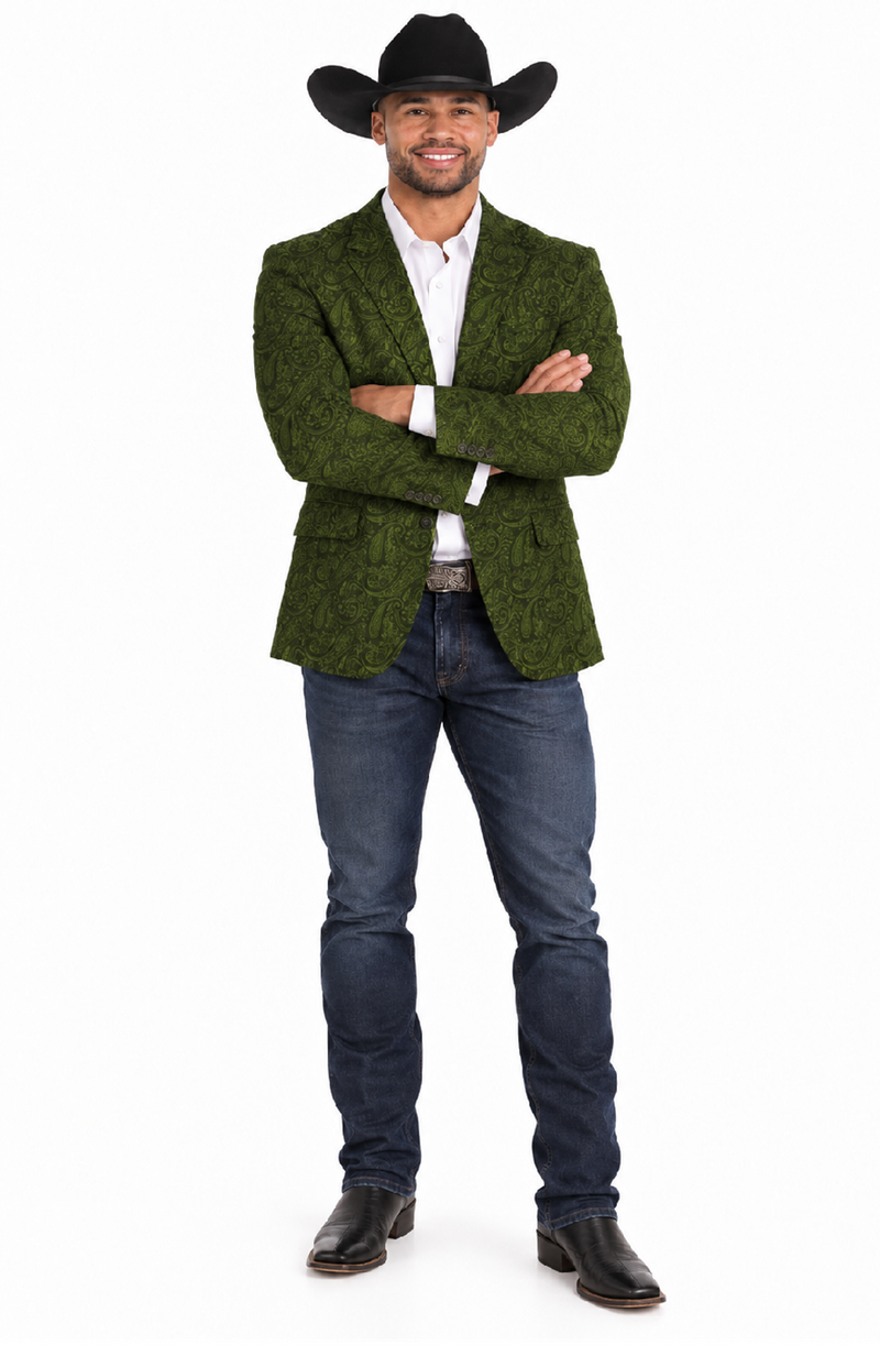 Western Blazer - Saco Vaquero Para Hombre - Paisley Blazer in Olive