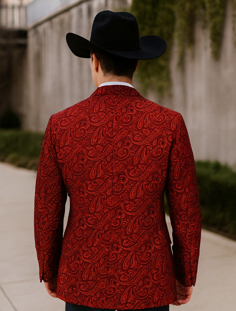 Western Blazer - Saco Vaquero Para Hombre - Paisley Blazer in Red
