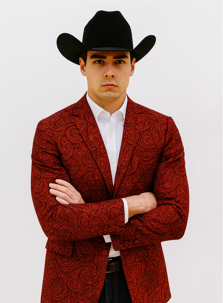 Western Blazer - Saco Vaquero Para Hombre - Paisley Blazer in Red