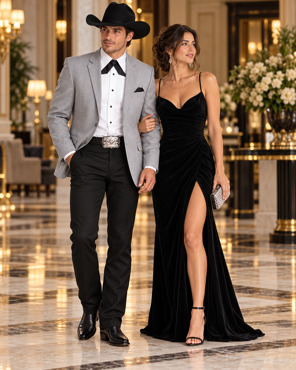 Western Suits For Wedding - Western Tuxedo - Cowboy Tuxedo Grey
