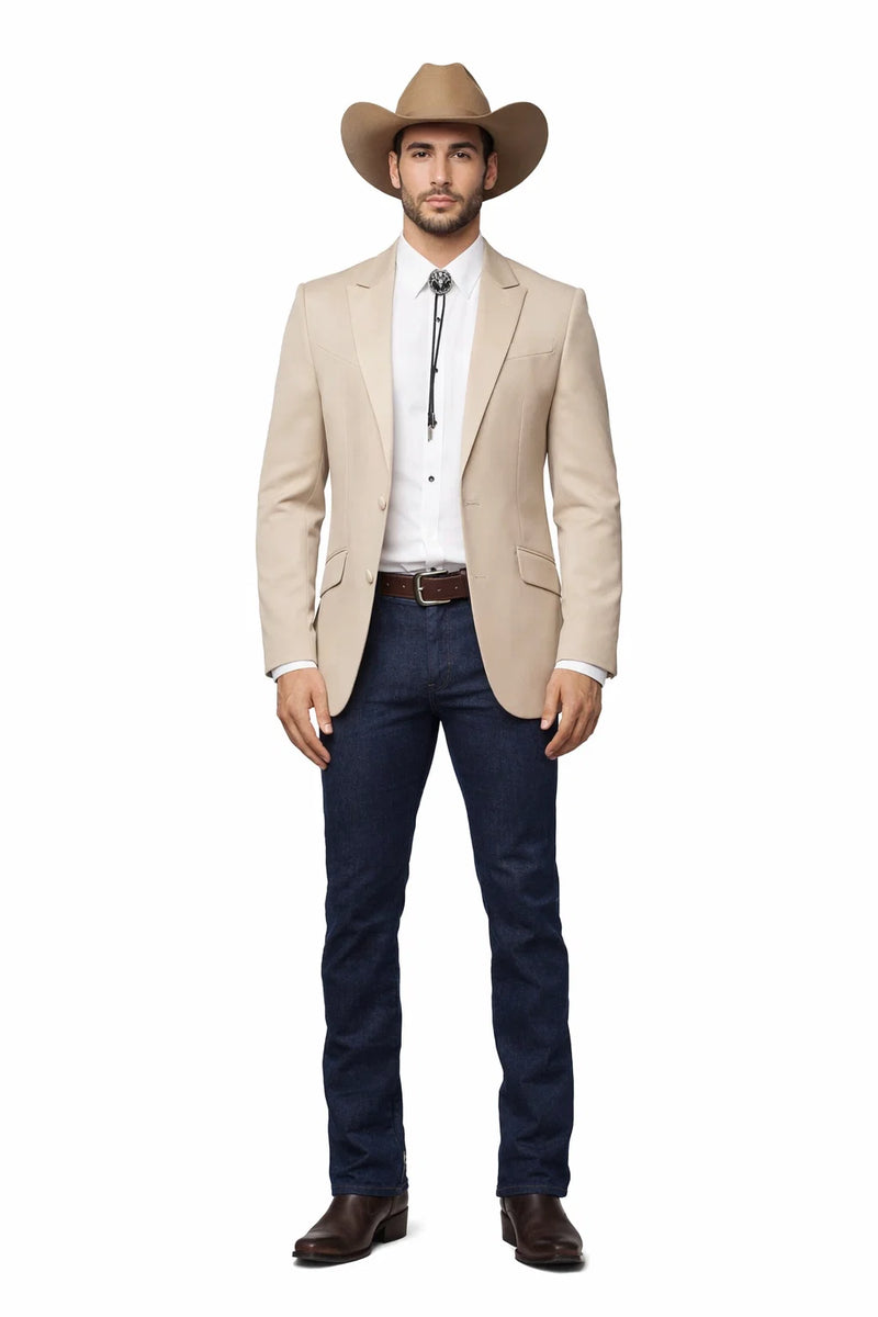 Western Tan Tuxedo Dinner Jacket - Light Khaki Beige Color