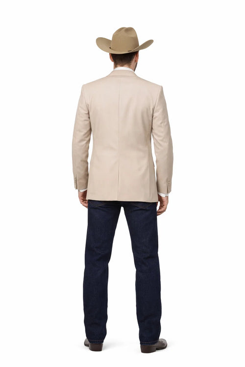 Western Tan Tuxedo Dinner Jacket - Light Khaki Beige Color