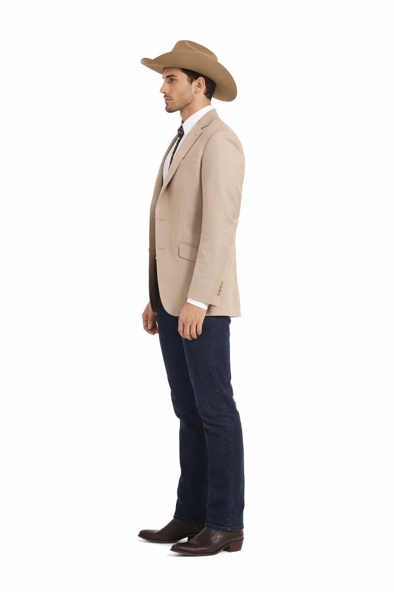 Western Tan Tuxedo Dinner Jacket - Light Khaki Beige Color