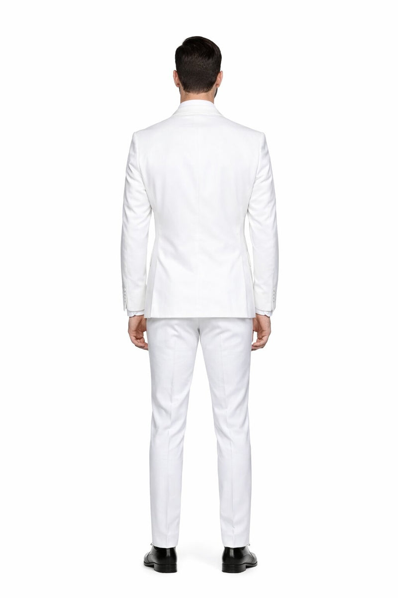 Men’s 2 Button Vested Skinny Suit in White – Modern 3-Piece Formal Ensemble