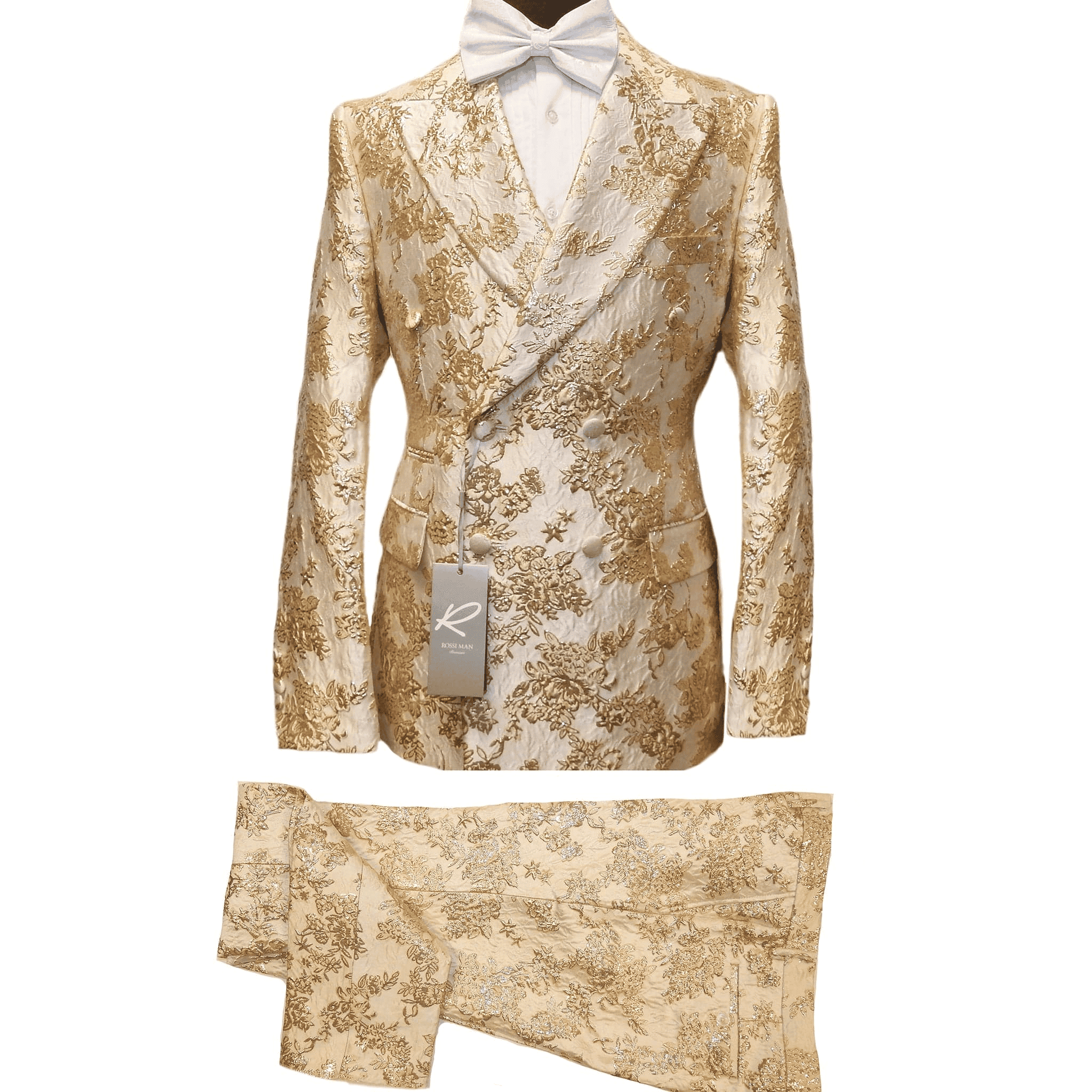 White and Gold Tuxedo - Floral Suit - Wedding - Prom Suit | Alberto Nardoni White and Gold Tuxedo - Floral Suit - Wedding - Prom Suit | Alberto Nardoni