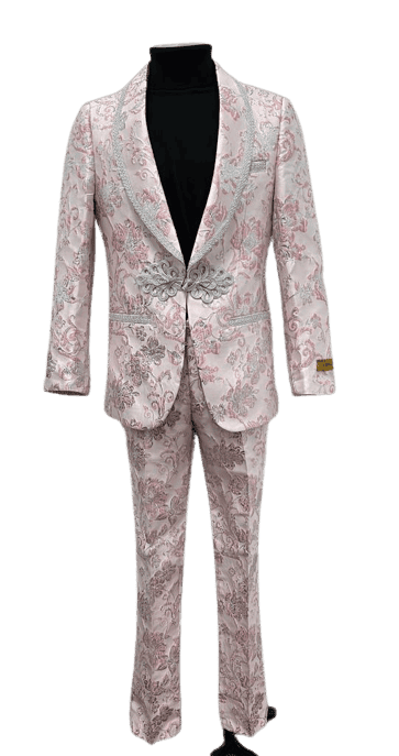 Alberto Nardoni Brand Fuchsia ~ Hot Pink Shiny (Wholesale Price $95) Shiny Flashy paisley blazer mens