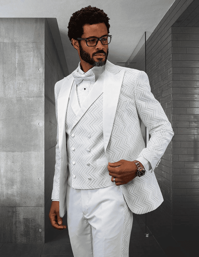 White And Silver Prom Suit White Wedding Tuxedo Alberto Nardoni