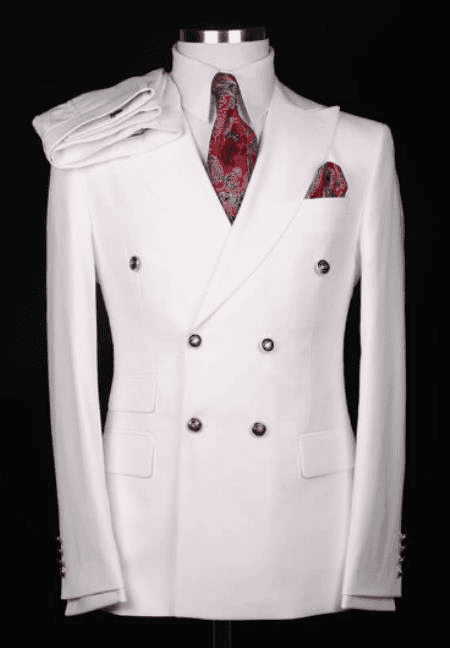White Double Breasted Suit - AlbertoNardoniStore