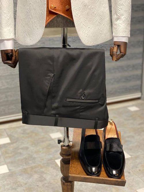 Luxury White Wedding Tuxedo with Orange Velvet Shawl Collar