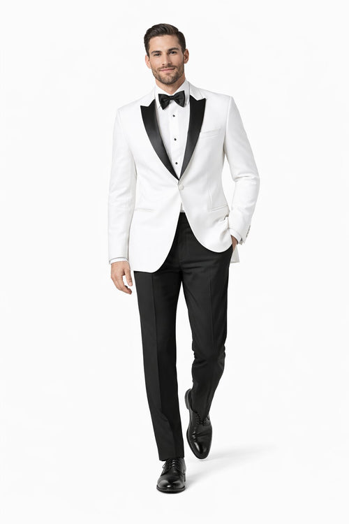 Mens Designer Franklin Wedding - Prom Tuxedo in White