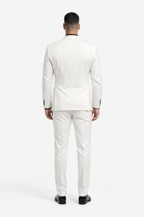 White Suit With Black Pinstripe - 1920'S 1940'S Dress Suit