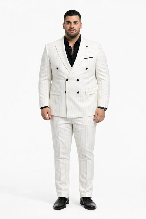 White Suit With Black Pinstripe - 1920'S 1940'S Dress Suit