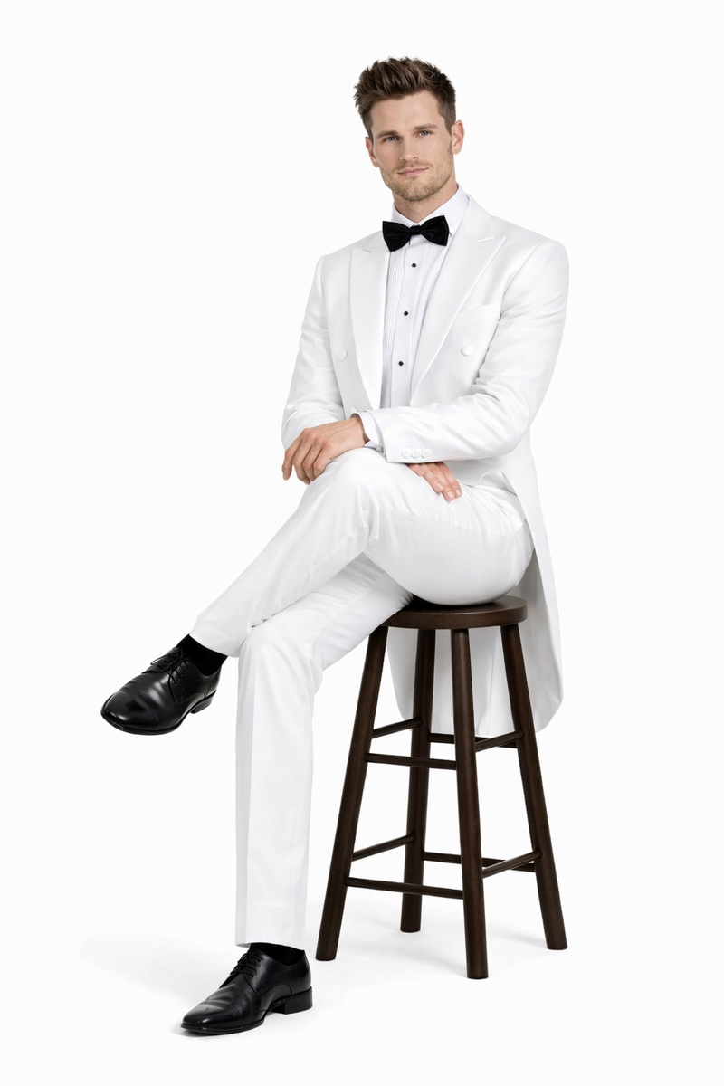 White Tuxedo Tailcoat - White Wedding Suit