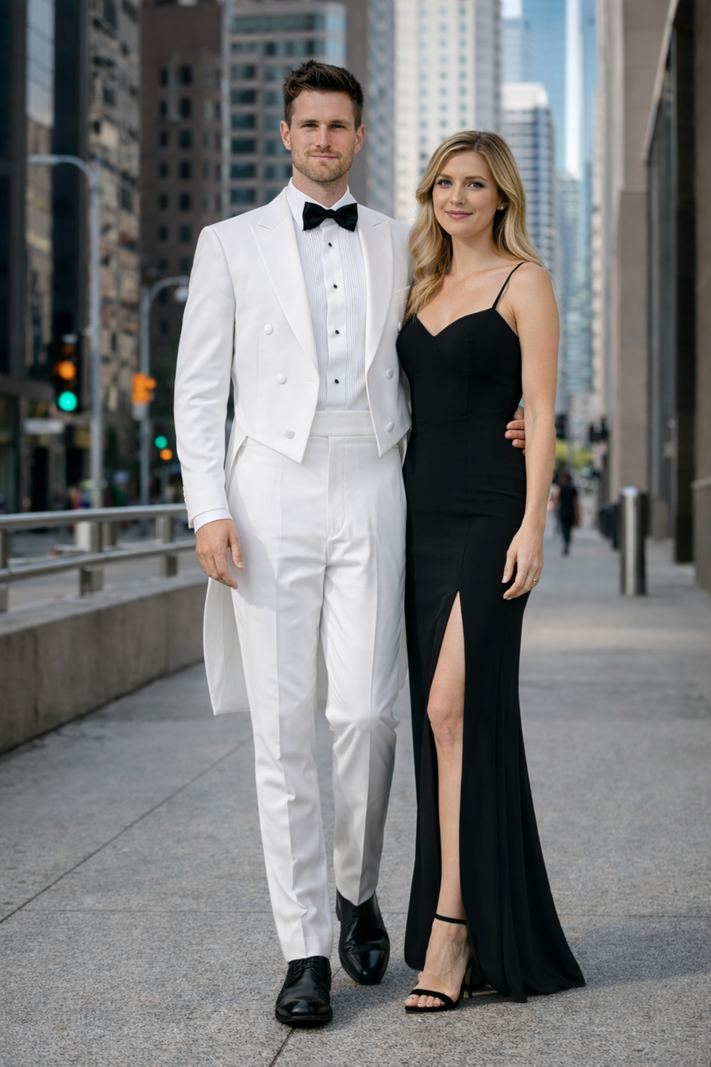White Tuxedo Tailcoat - White Wedding Suit