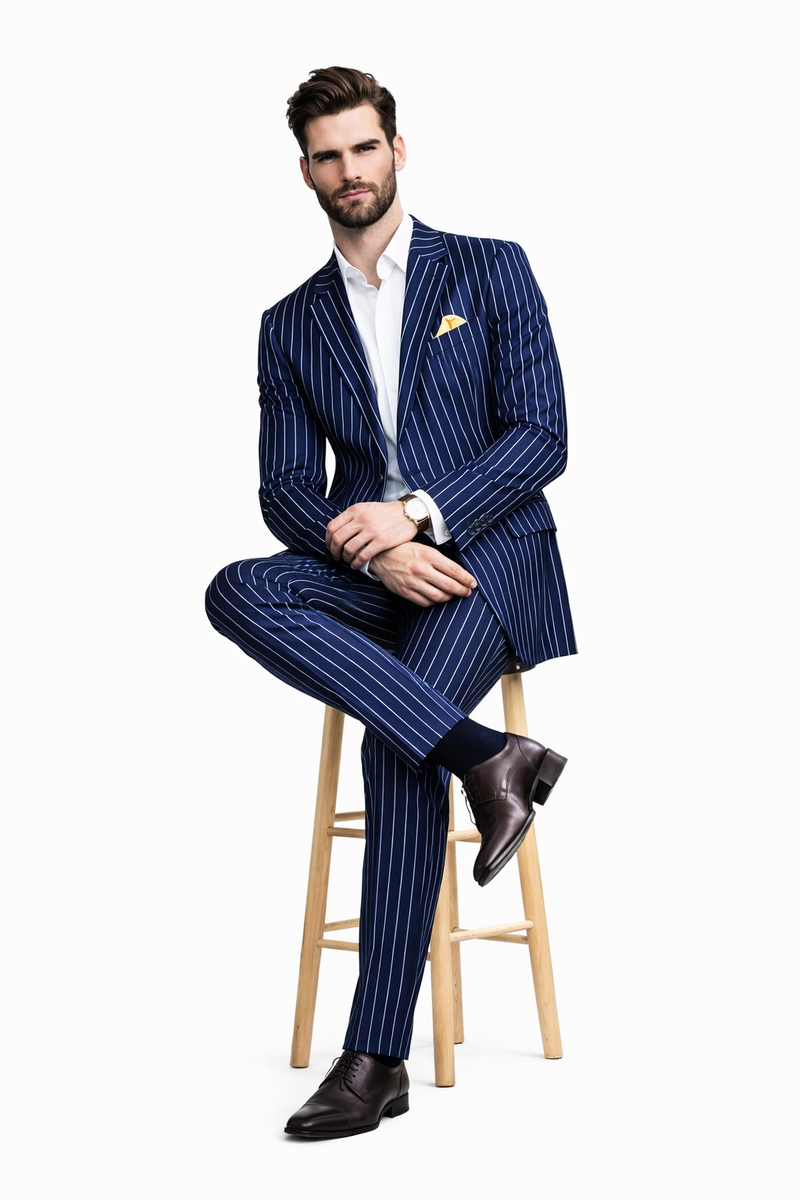 Wholesale Mens Jackets - Wholesale Blazer -Navy And Bold White Blazer