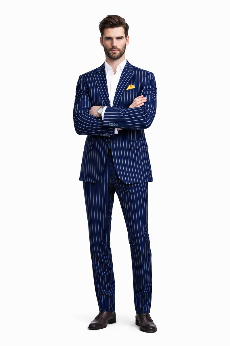 Wholesale Mens Jackets - Wholesale Blazer -Navy And Bold White Blazer
