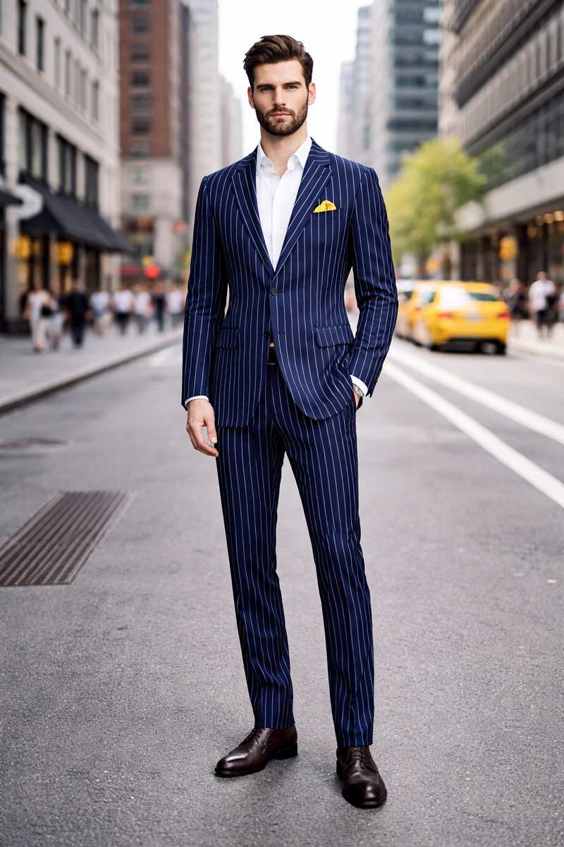 Wholesale Mens Jackets - Wholesale Blazer -Navy And Bold White Blazer