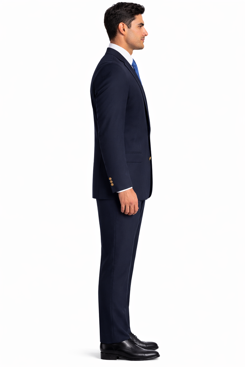 Wholesale Mens Jackets - Wholesale Blazer - Navy Blue Four-button Blazer