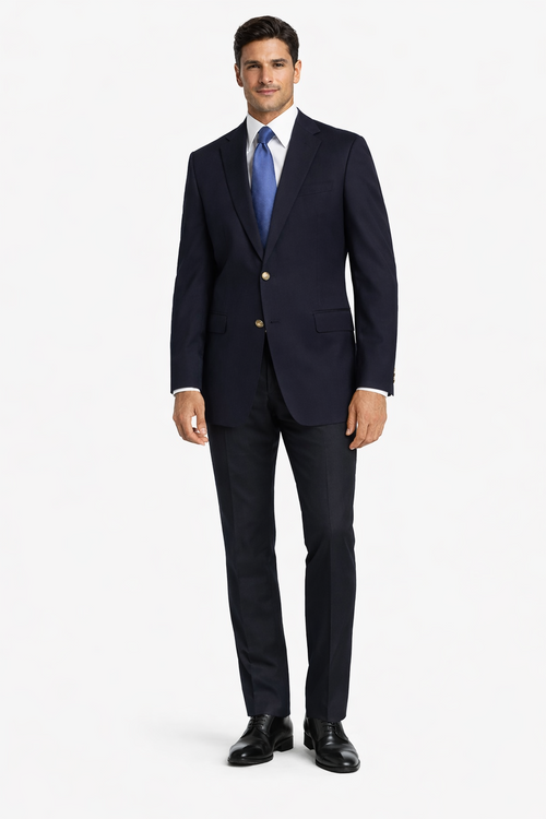 Wholesale Mens Jackets - Wholesale Blazer - Navy Blue Four-button Blazer