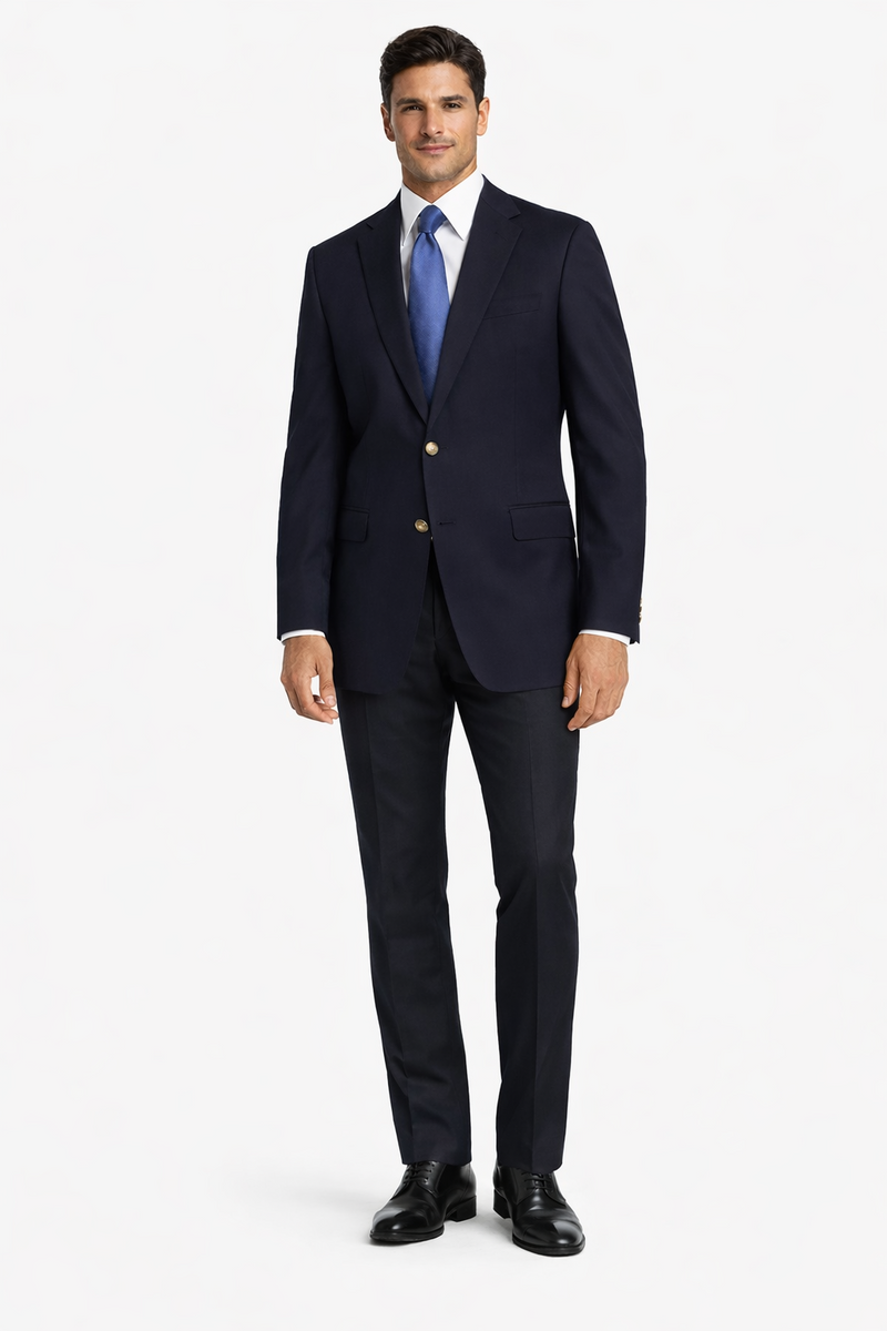Wholesale Mens Jackets - Wholesale Blazer - Navy Blue Four-button Blazer