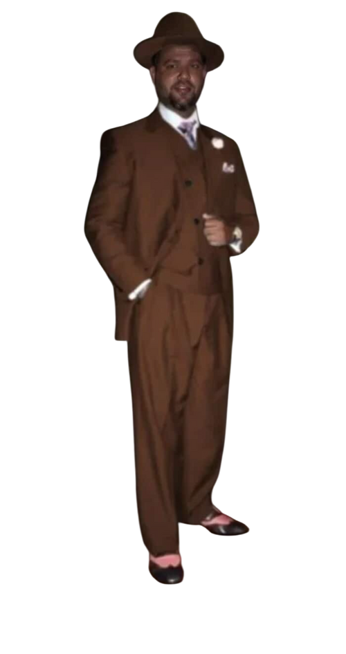 Wide Leg Pleated Pants Pants - 100% Wool Suit - Double Breasted Vest Peak Lapel - Classic Fit Suit - Vested Suit - Brown