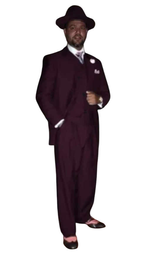 Wide Leg Pleated Pants Pants - 100% Wool Suit - Double Breasted Vest Peak Lapel - Classic Fit Suit - Vested Suit - Burgundy
