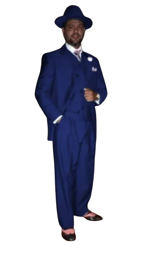 Wide Leg Pleated Pants Pants - 100% Wool Suit - Double Breasted Vest Peak Lapel - Classic Fit Suit - Vested Suit - Indigo