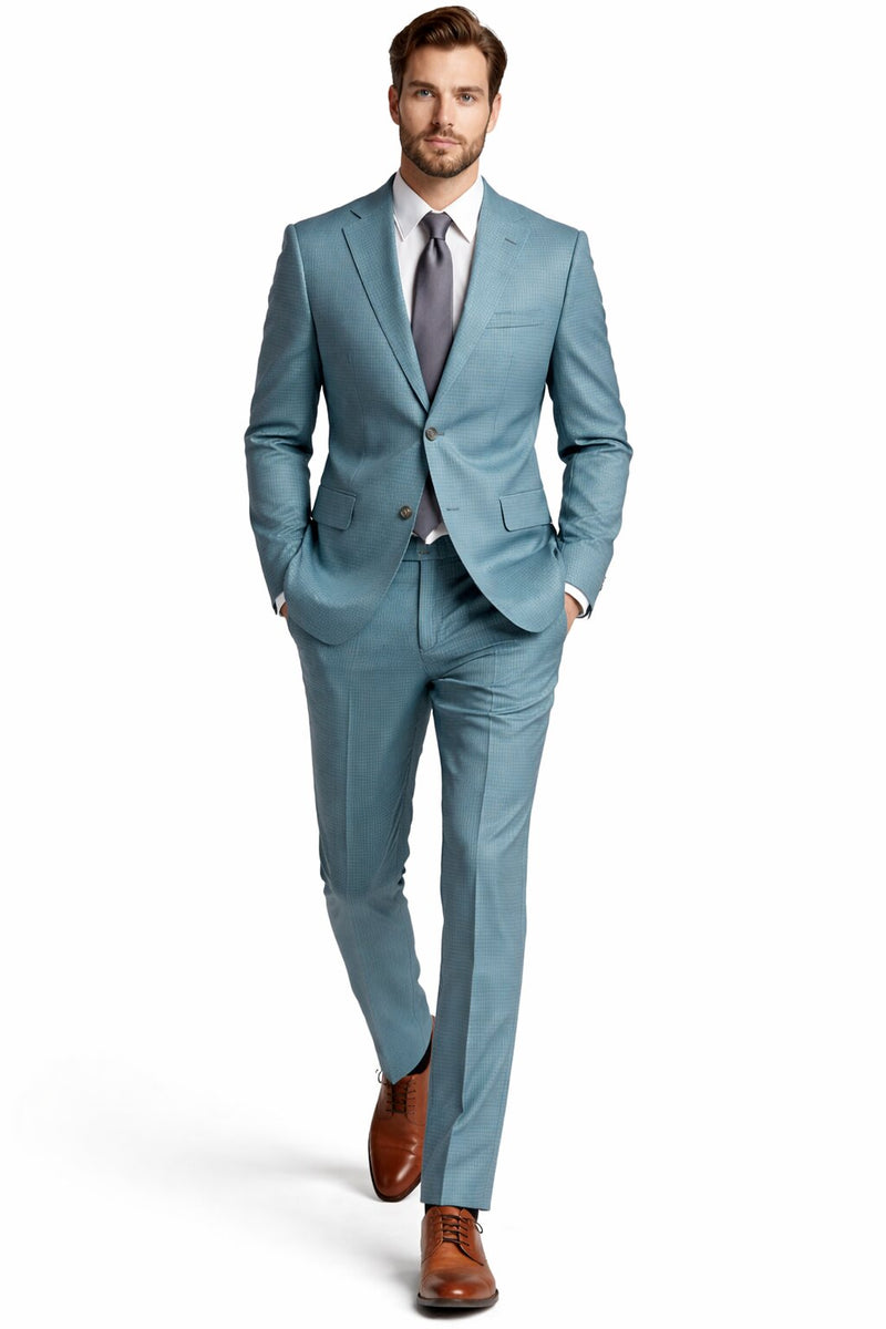 Grid Trim Fit Wool Blend Two-Piece Suit
