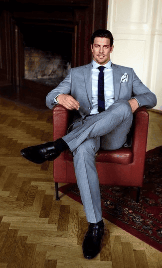 Wool Fabric Suit - Gray Suit With Blue Shirt | Alberto Nardoni Wool Fabric Suit - Gray Suit With Blue Shirt | Alberto Nardoni