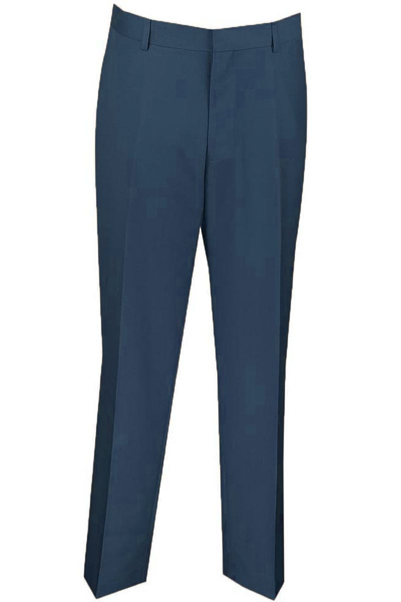 Mens Slim Fit Wool Feel Flat Front Dress Slacks in Black main image 0