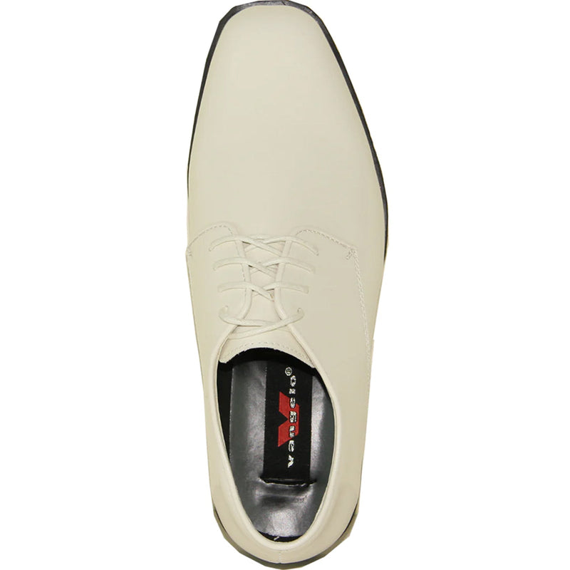 Bravo Mens Classic Plain Square Toe Shiny Patent Tuxedo Dress Shoe in Ivory