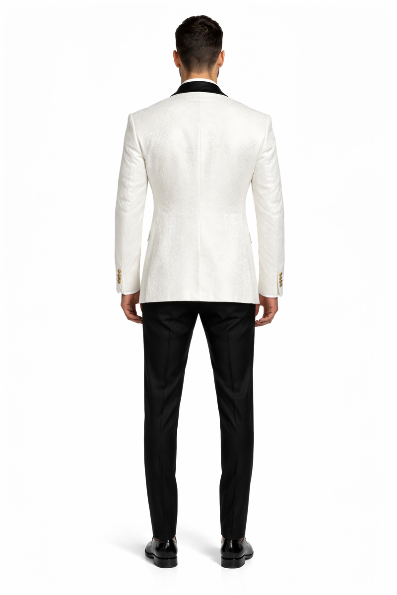 York Slim Fit Tuxedo Suit ( White & Black )