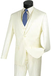 Mens Vested Slim Fit Wool Feel Suit in Ivory
