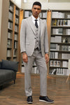 "Mens Stacy Adams Suit-Stacy Adam's Suit Men's Grey Windowpane Plaid Suit - One Button, Peak Lapel, Vested"