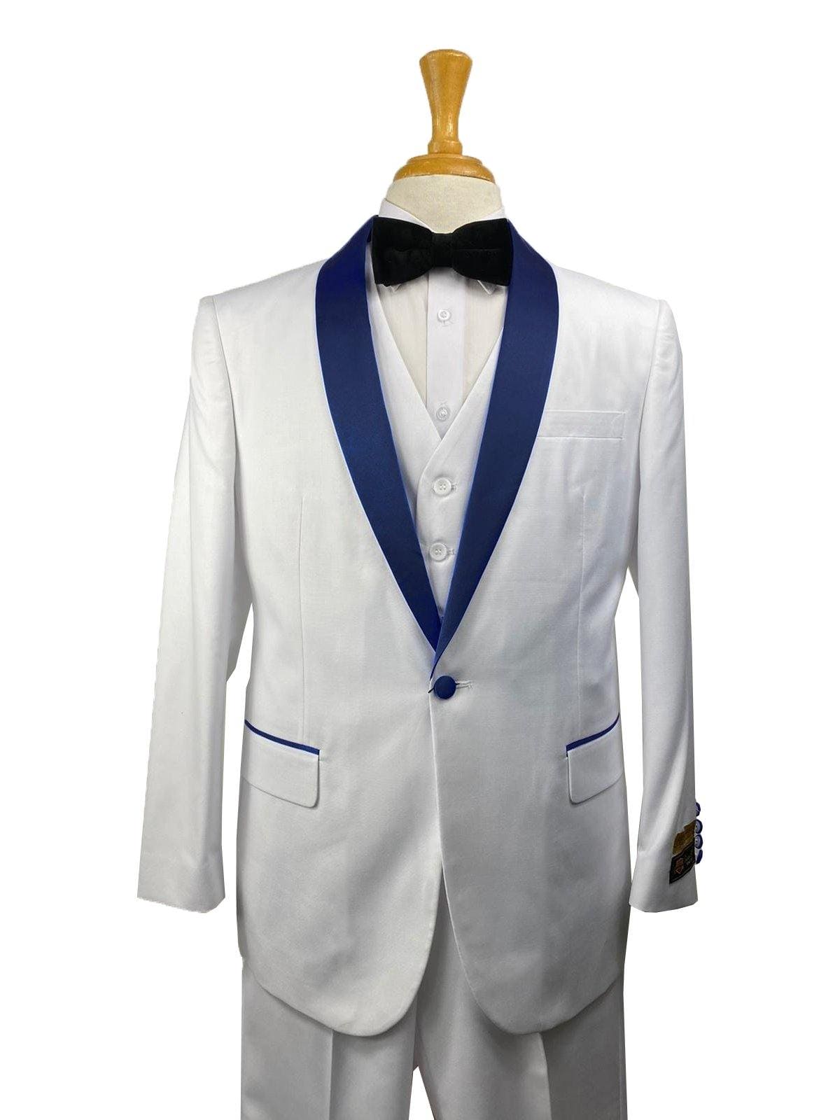 32-C-TUX-SHAWL WHITE-NAVY - Tuxedo Wholesale Distributors - AlbertoNardoniStore