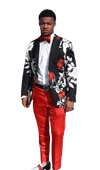 Black and White and Red Floral Blazer - Flower Sport - AlbertoNardoniStore