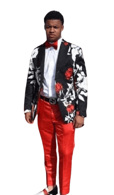 Black and White and Red Floral Blazer - Flower Sport - AlbertoNardoniStore