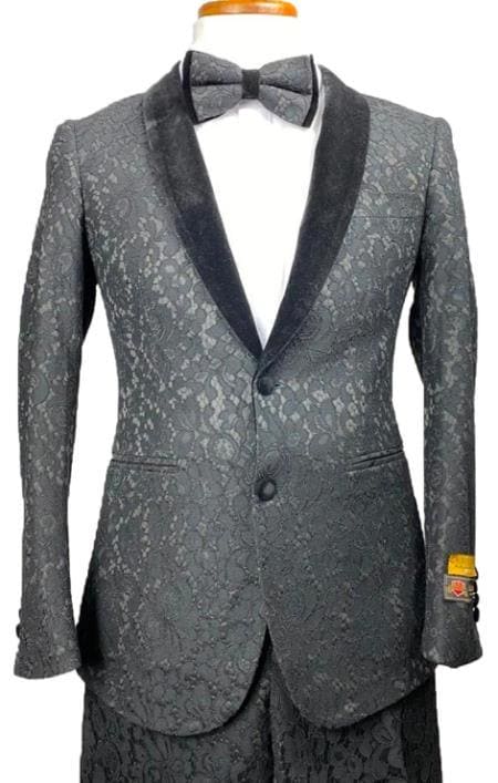 Black Floral Suit - AlbertoNardoniStore