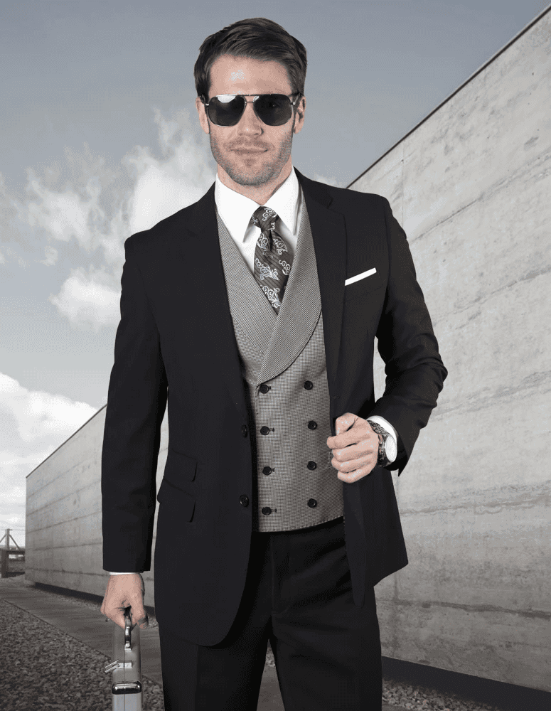 Black Suit Gray Vest