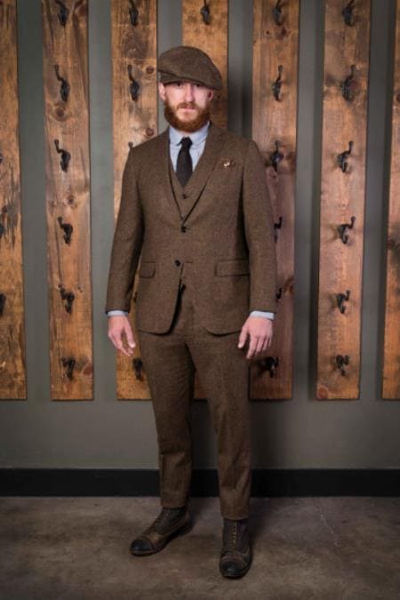 Brown Tweed Suit - Two Button Suit - Two Flap Front Pocket | Alberto Nardoni Brown Tweed Suit - Two Button Suit - Two Flap Front Pocket | Alberto Nardoni