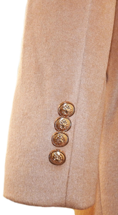 C-COUTURE DOUBLE BREASTED OVERCOAT-TAN COLOR - AlbertoNardoniStore